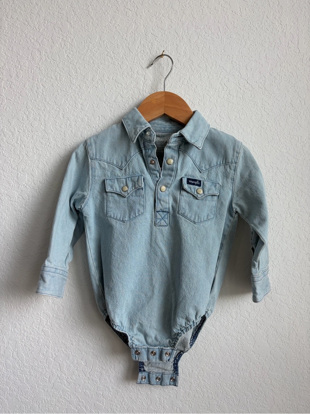 Wrangler Light Blue Denim Western-Style Bodysuit